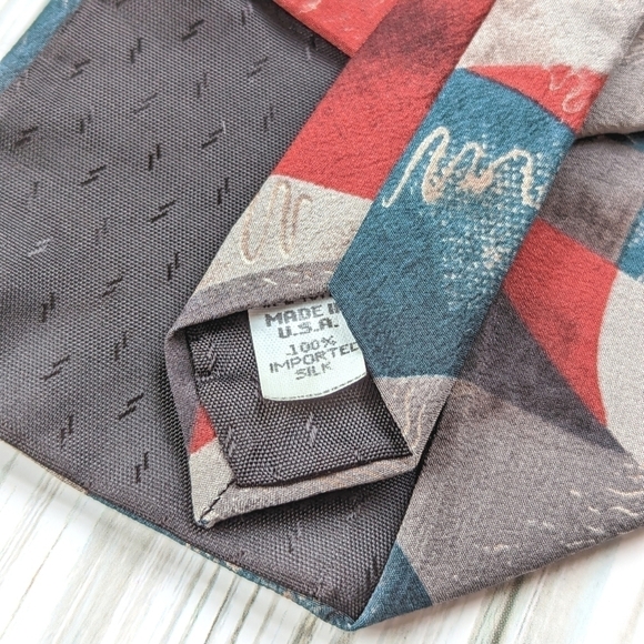 Oscar de la Renta Vintage Couture Collection Abstract Necktie in Ash and Brick - Picture 6 of 6